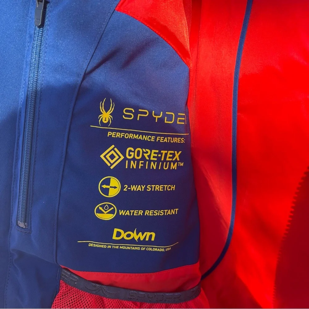 US Ski Team Spyder Rocket GoreTex Infinium Down Jacket Snow Camo Medical Rare L - Picture 9 of 15